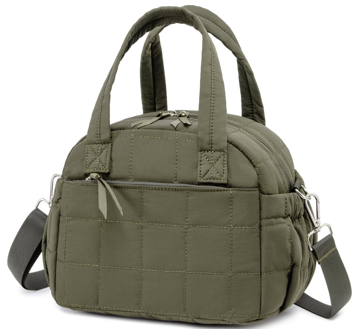LEDAOU Lunch Box for Women, Quilted Insulated Lunch Bag, Puffy Lunch Tote with Adjustable Shoulder Strap for Work School Travel (Brown, Regular 9L)