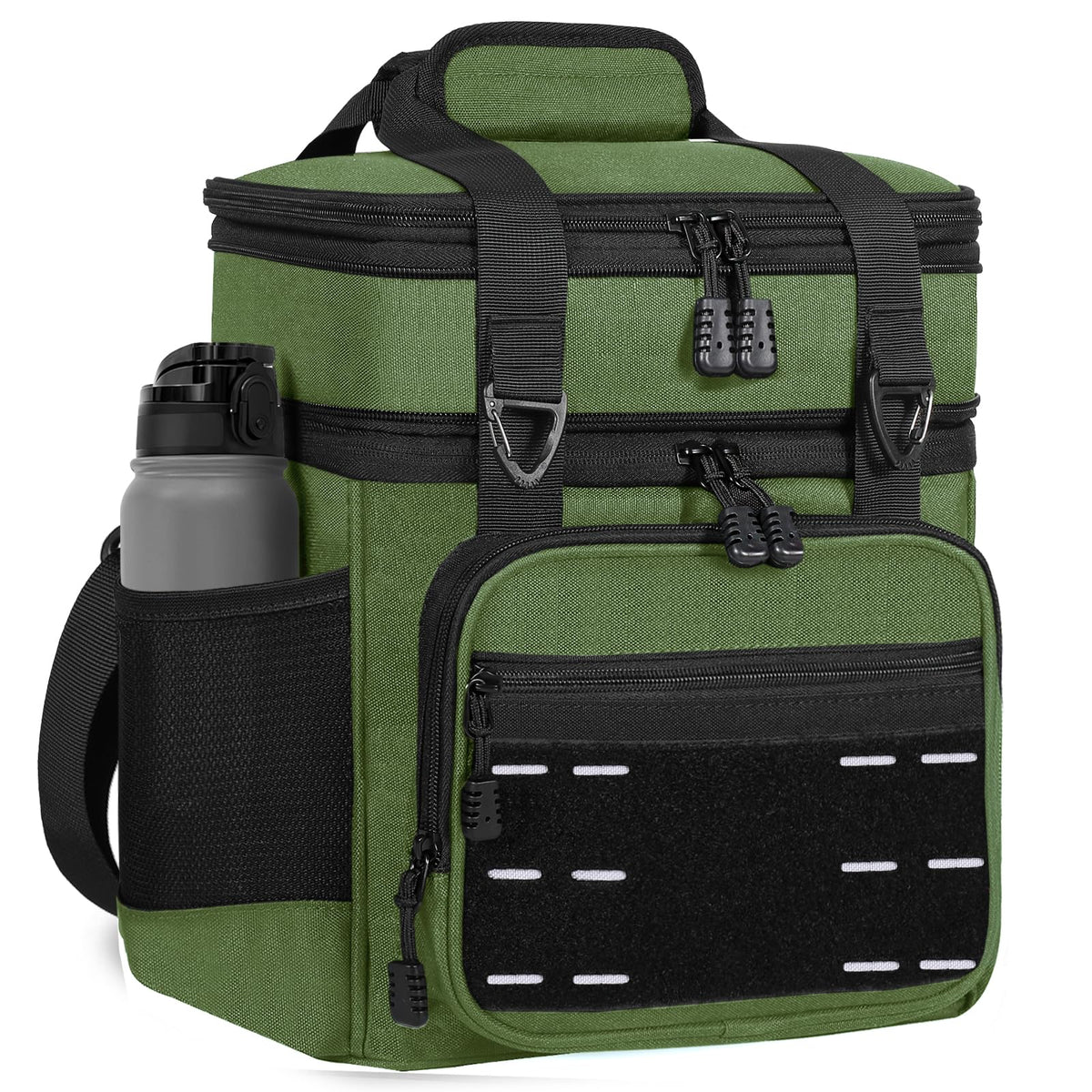TENKIST Tactical Expandable Lunch Box Men 2 Layer Cooler Bag 20 Cans Black