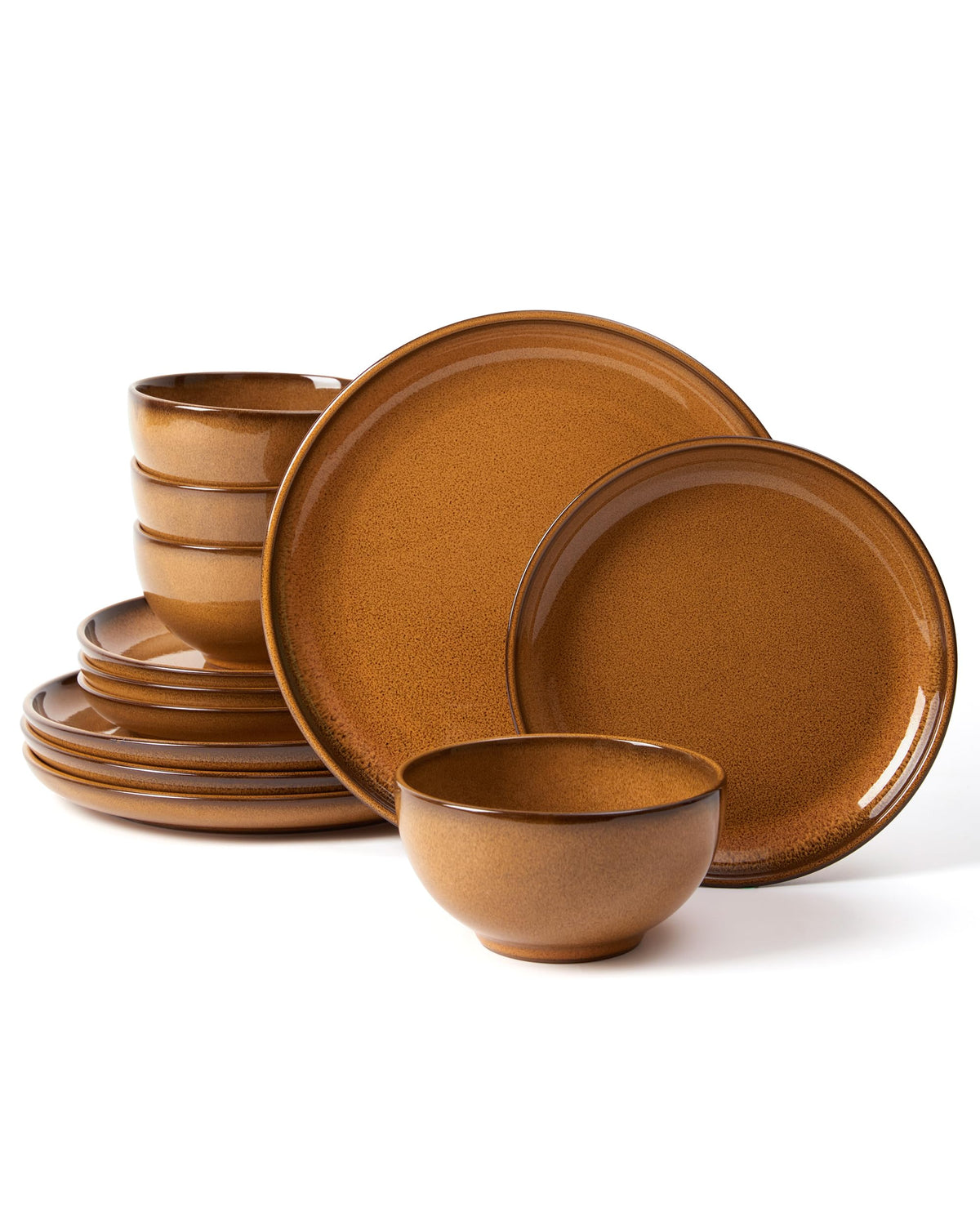Pokini Stoneware Dinnerware Sets for 8, 24pcs Plates and Bowls Sets Dishes