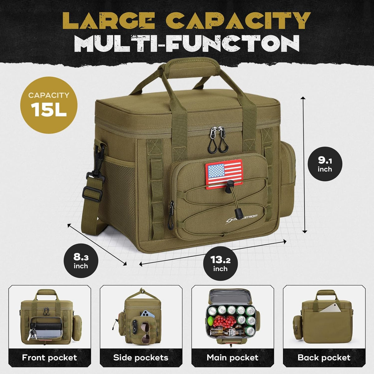 Maelstrom Tactical Lunch Box for Men, Cooler Bag with Detachable MOLLE Bag