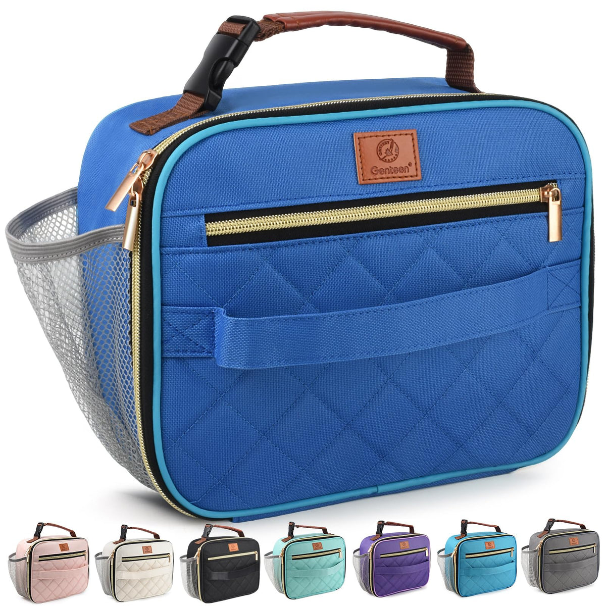Genteen Lunch Box for Kids, Boys - Insulated Small LunchBox Reusable, Zip Closure & Buckle Handle, Portable Cooler for Work, School, Travel (White)