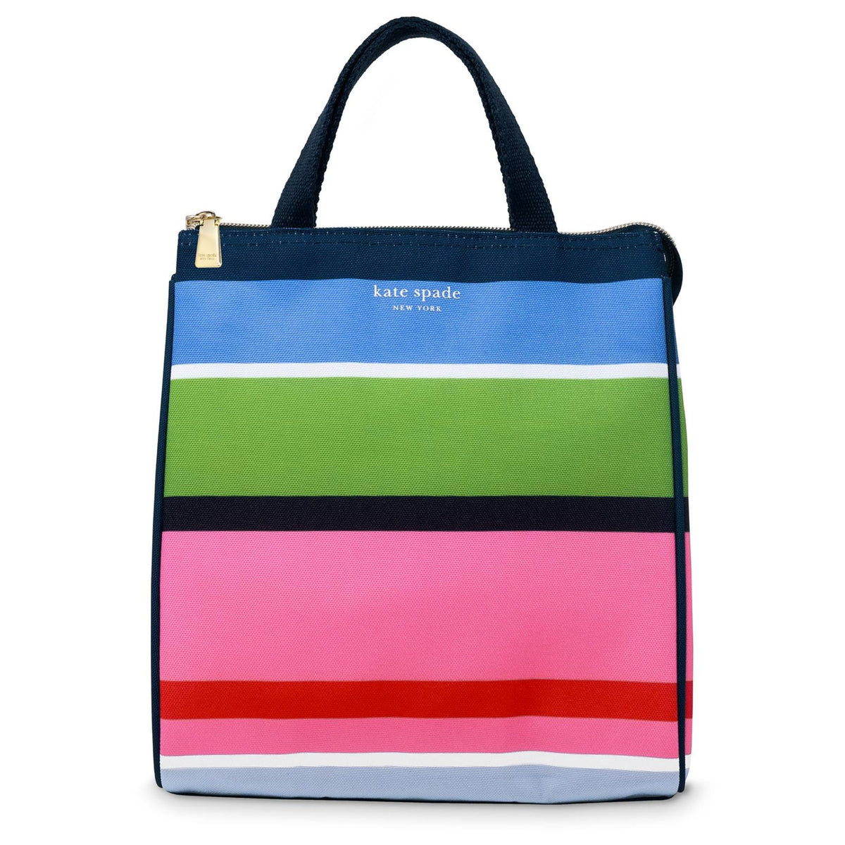 Kate Spade New York, Portable Soft Cooler Lunch Bag with Silver Insulated Interior Lining and Storage Pocket, Joy Dot