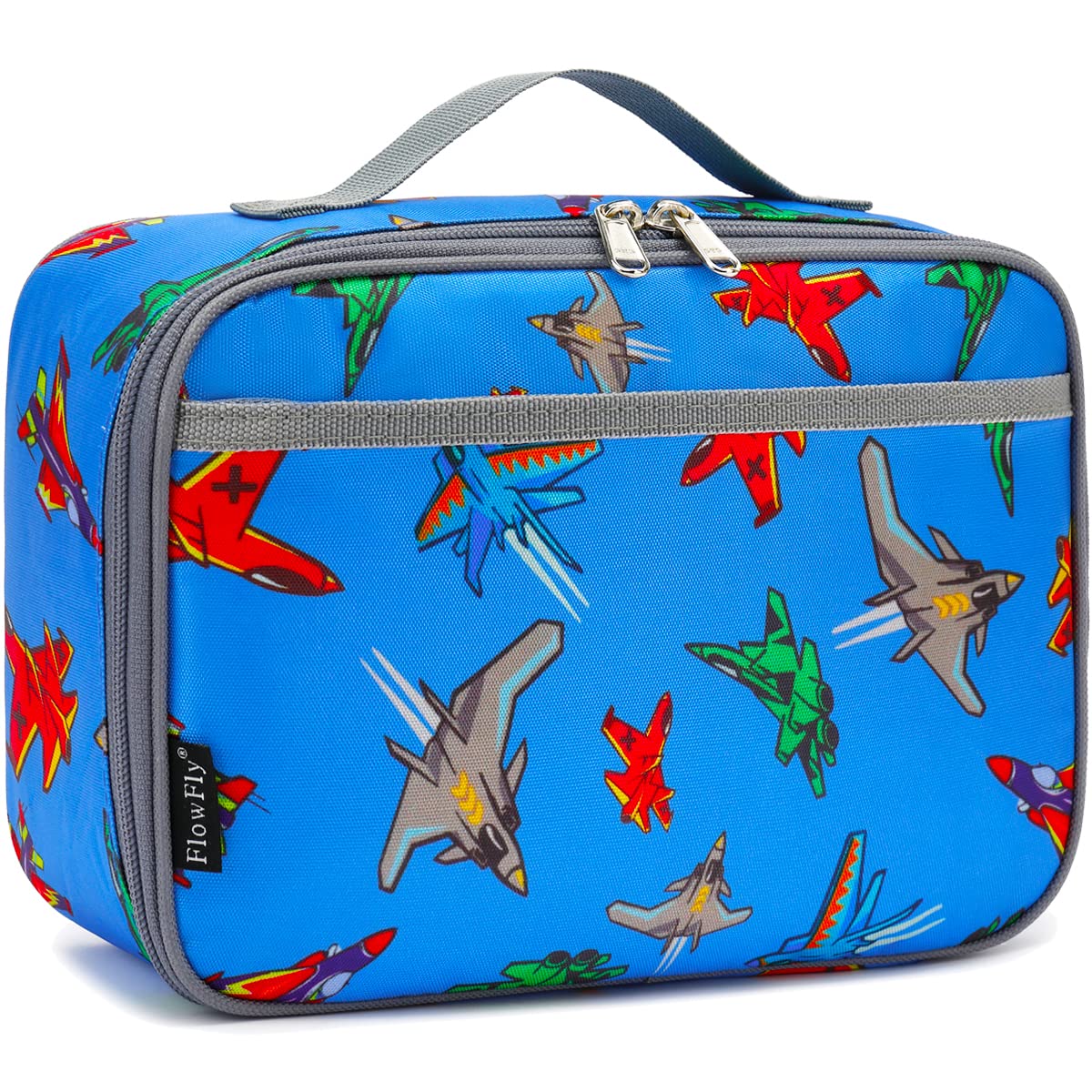 FlowFly Kids Lunch box Insulated Soft Bag Mini Cooler Back to School Thermal Meal Tote Kit for Girls, Boys,Cyan