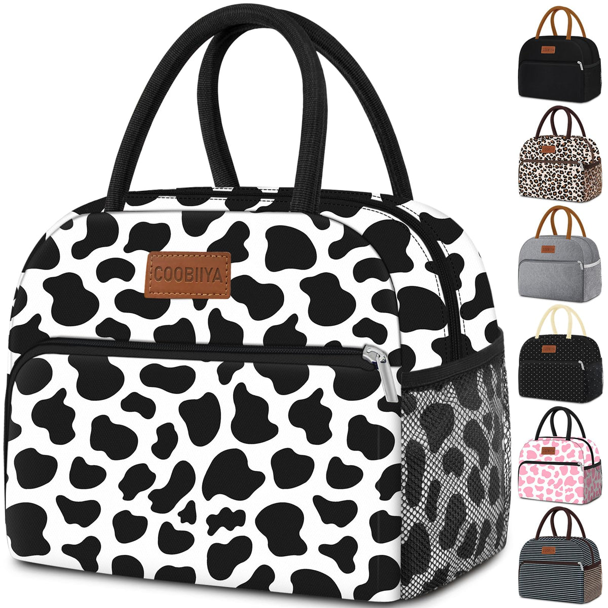 Coobiiya Lunch Bag Lunch Box for Women Men, Reusable Cute Corduroy Lunchbag - Leakproof, Insulated LunchBox Tote with Large Capacity, Dot