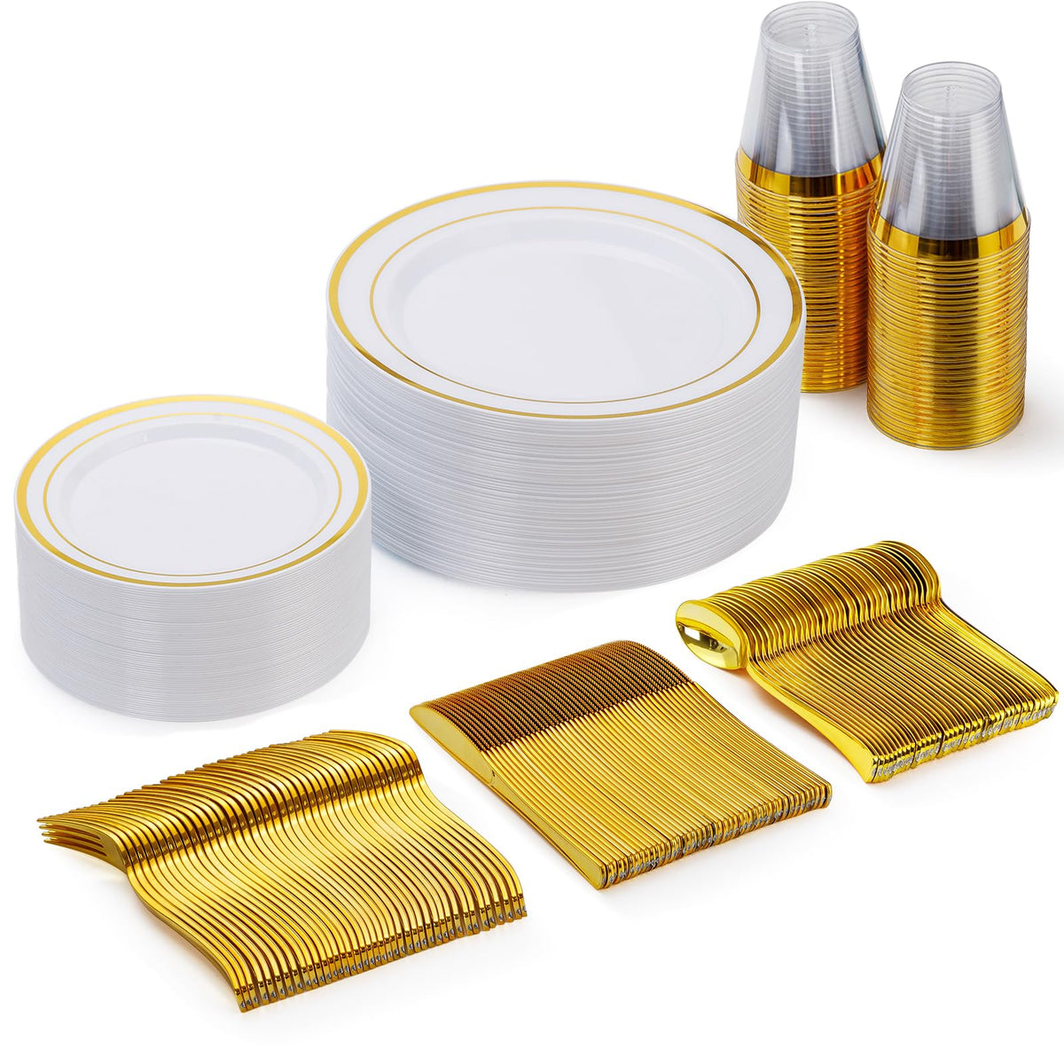 Goodluck 600 Plastic Piece Disposable Silver Plates for 100 Guests