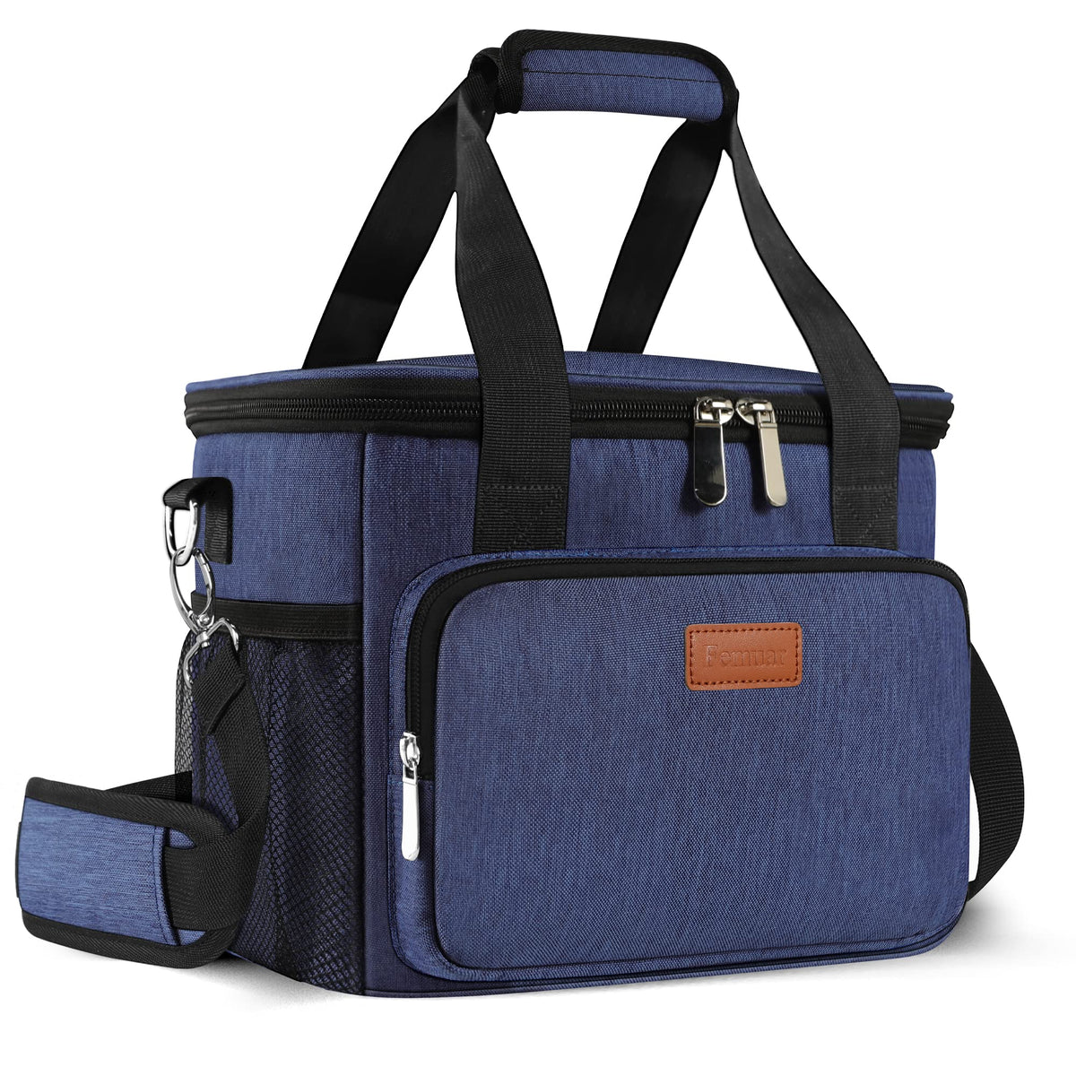 Femuar Reusable Lunch Box for Men/Women - Insulated Lunch Bag Leakproof Lunchbox for Work Office Picnic Beach - Freezable Lunch Cooler Bag with Adjustable Shoulder Strap - Black