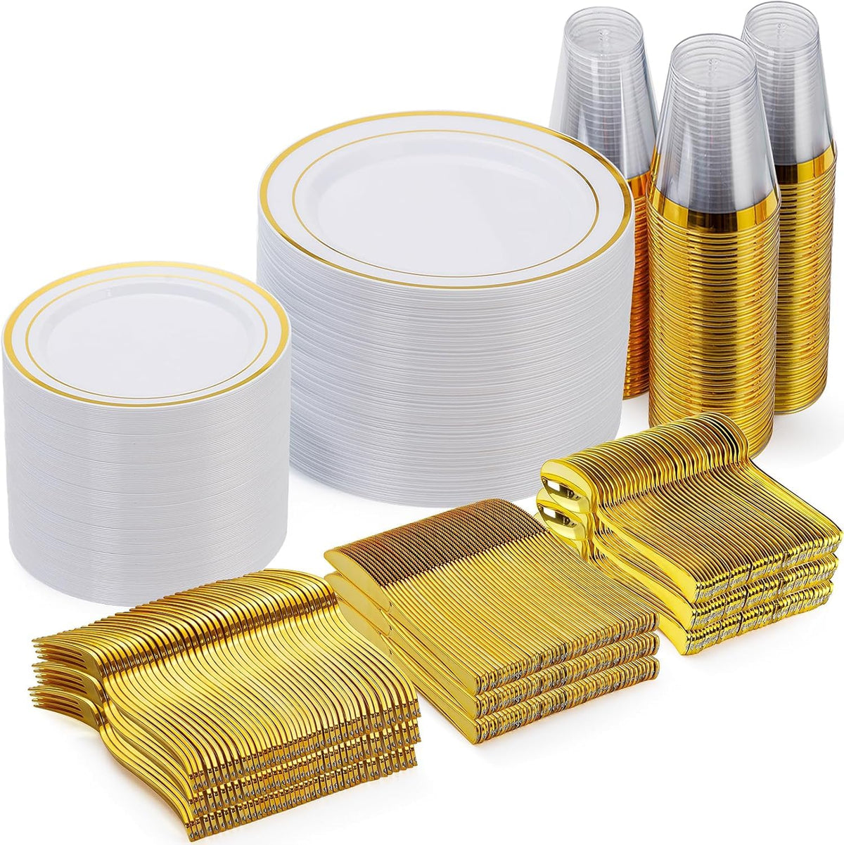 Goodluck 600 Plastic Piece Disposable Silver Plates for 100 Guests