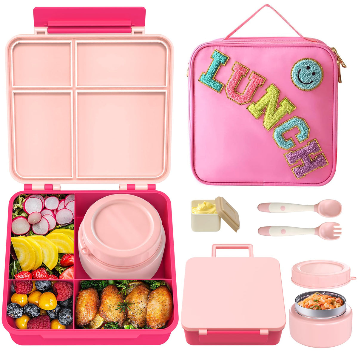 Aimsnk Lunch Box Kids with Thermo Insulated Lunch Bag for School, Purple