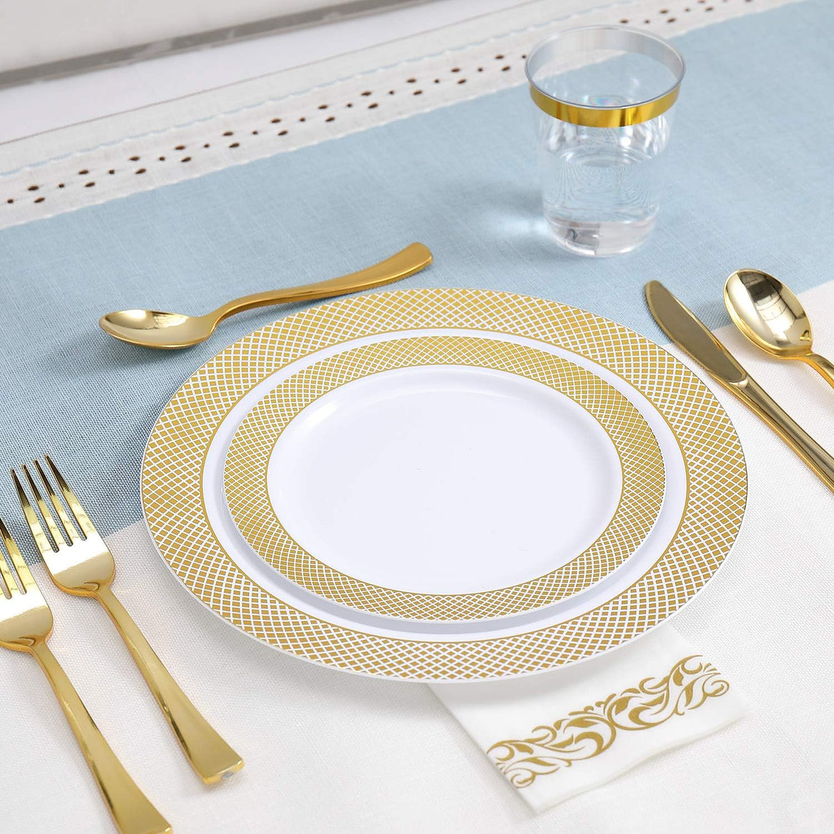 FOCUSLINE 175 Pieces Gold Dinnerware Set for 25 Guests