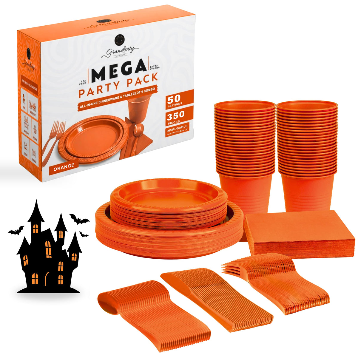 Grandipity Disposable Plastic Dinnerware Sets for Parties (720 pcs)