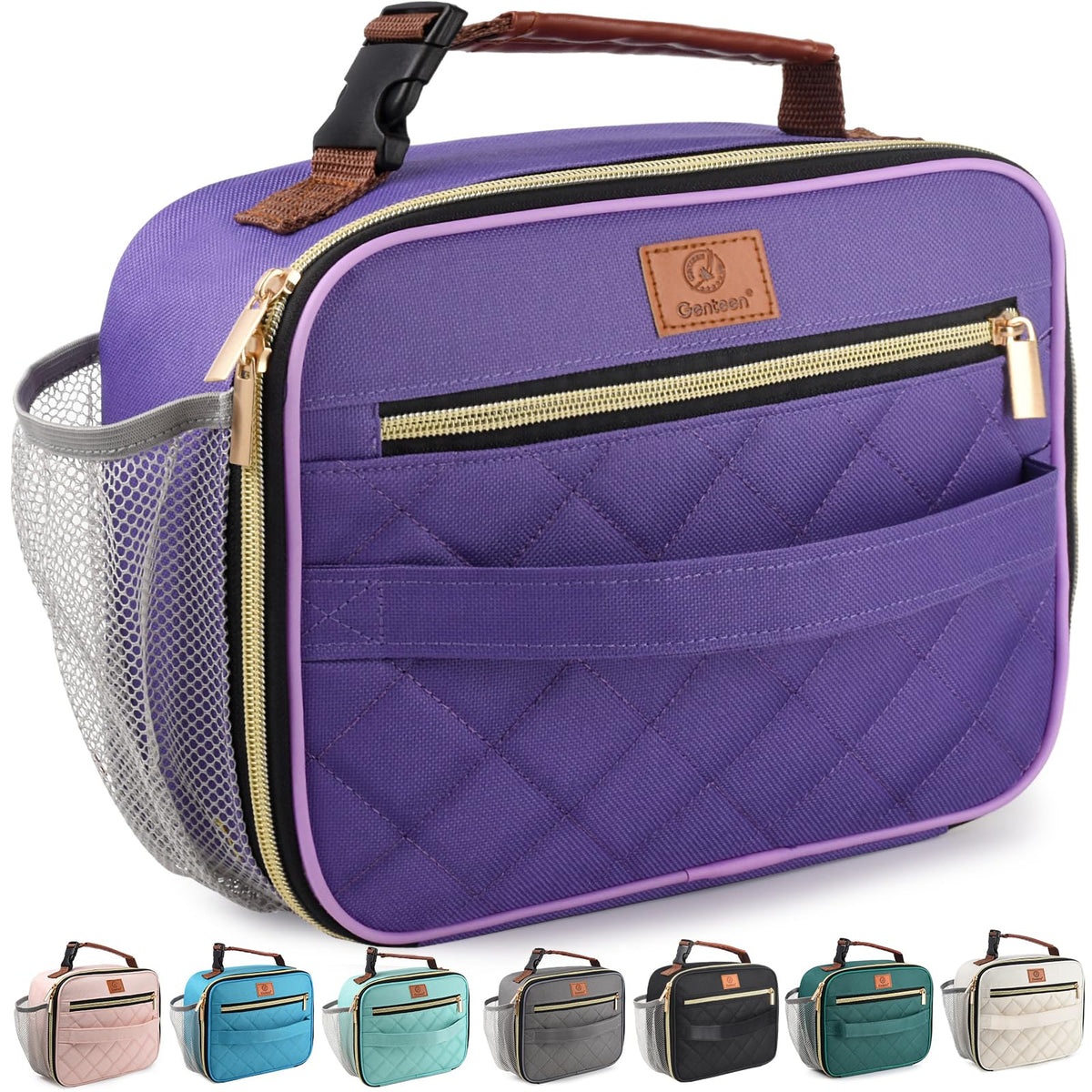 Genteen Lunch Box for Kids, Boys - Insulated Small LunchBox Reusable, Zip Closure & Buckle Handle, Portable Cooler for Work, School, Travel (White)