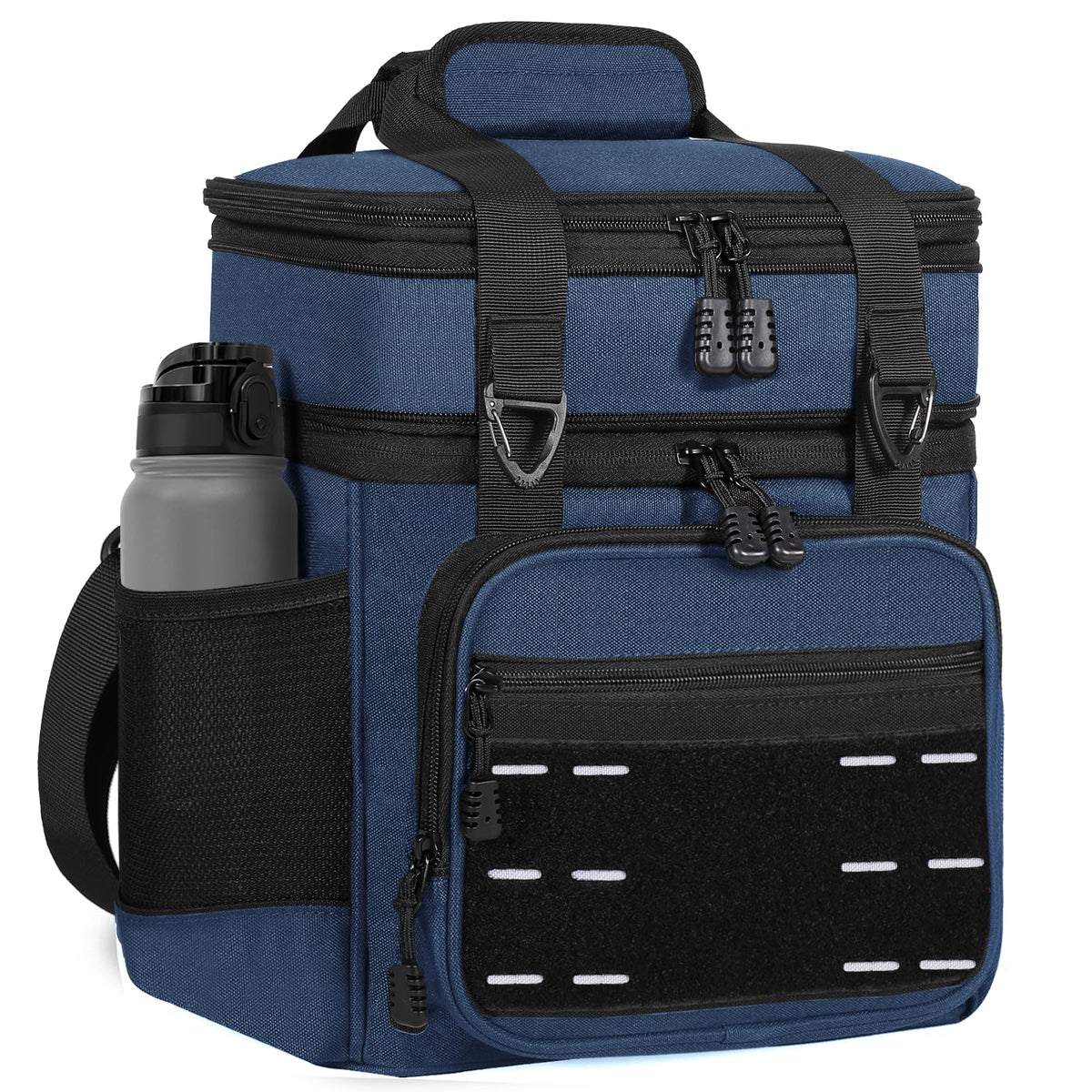 TENKIST Tactical Expandable Lunch Box Men 2 Layer Cooler Bag 20 Cans Black
