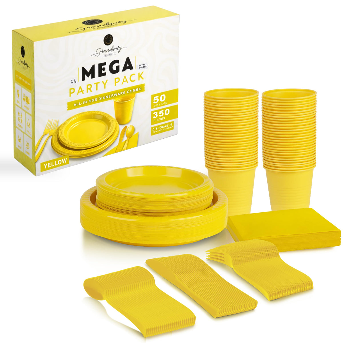 Grandipity Disposable Plastic Dinnerware Sets for Parties (720 pcs)