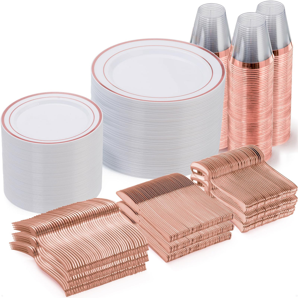 Goodluck 600 Plastic Piece Disposable Silver Plates for 100 Guests