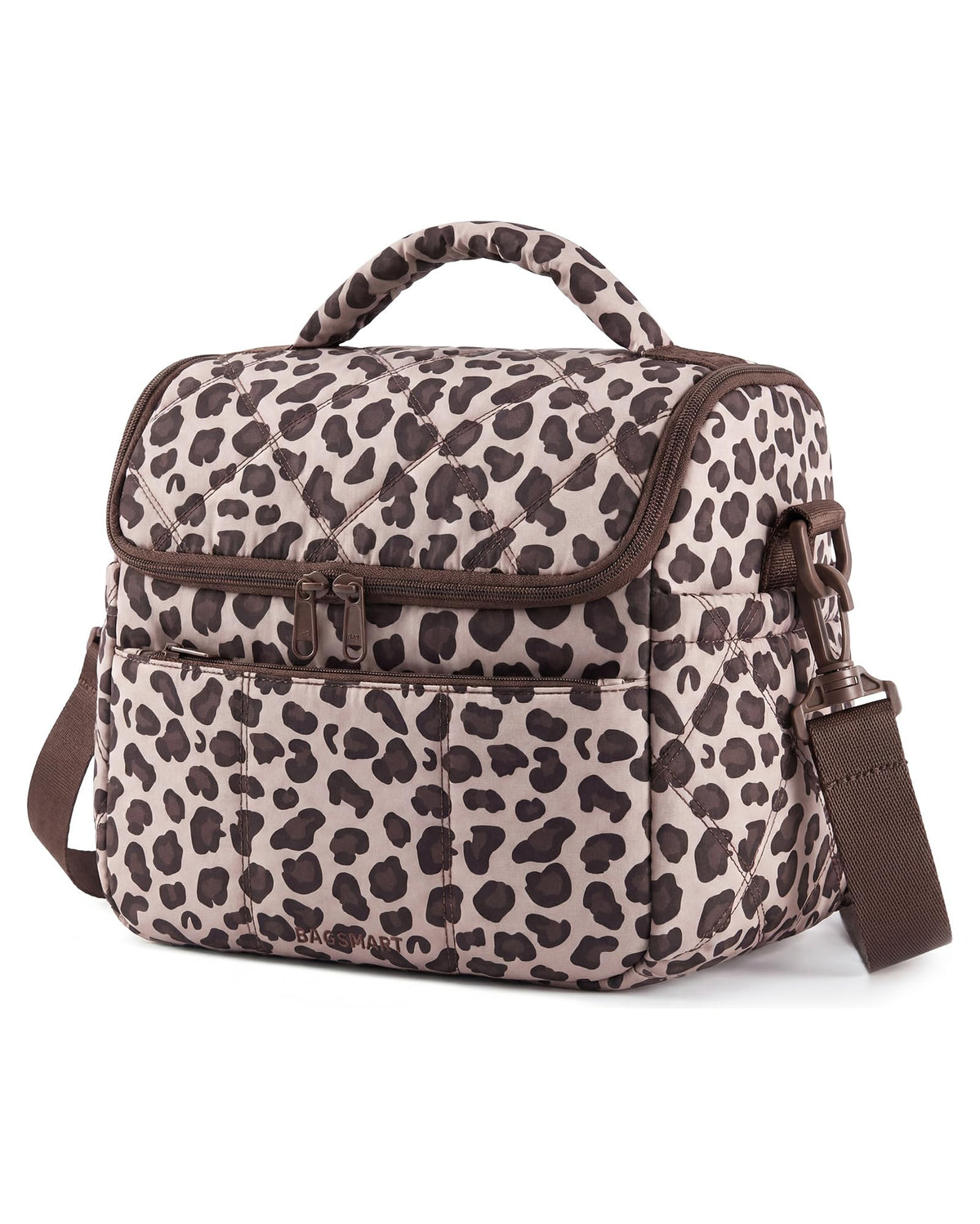 BAGSMART Lunch Bag Women, Double Deck Insulated Lunch Box, Camel