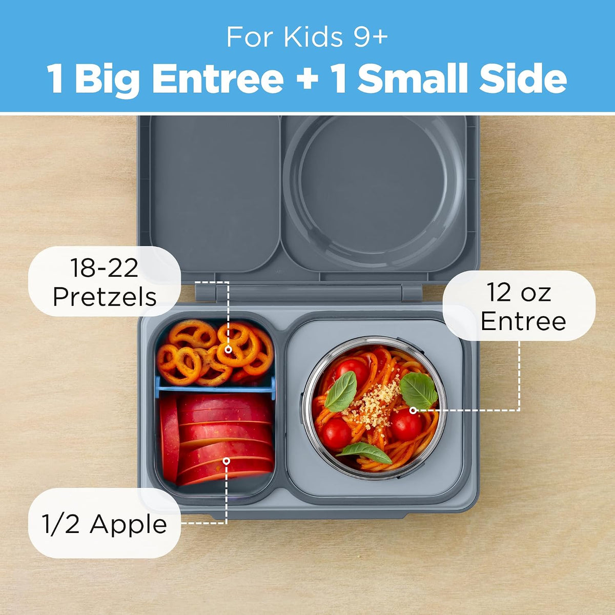 Omie OmieBox UP Kids Insulated Bento Box, Graphite