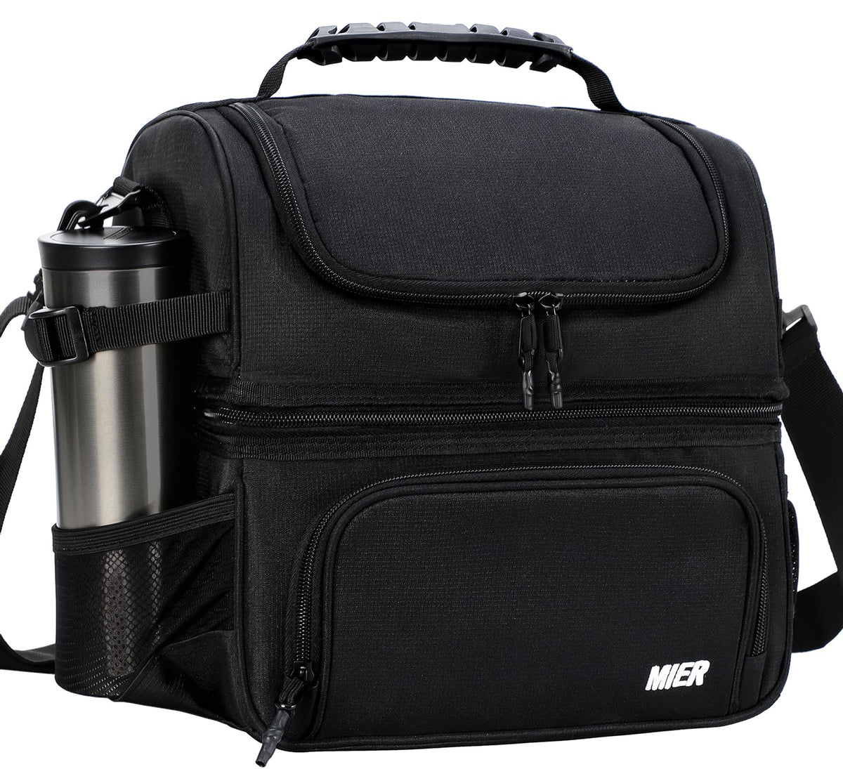 MIER Lunch Box for Men Dual Compartment Adult Lunch Bag for Work Army Green