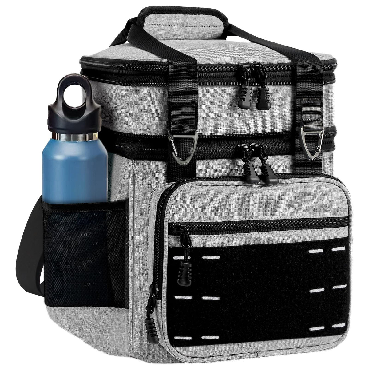 TENKIST Tactical Expandable Lunch Box Men 2 Layer Cooler Bag 20 Cans Black