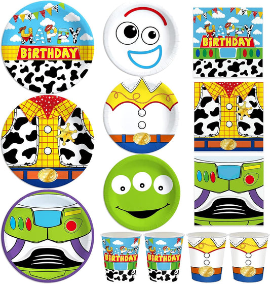 270pcs Cartoon Birthday Party Supplies Cow Themed Happy Birthday Tableware Set Yellow Party Plates and Napkins Kit Party Party Serves 30 Guests