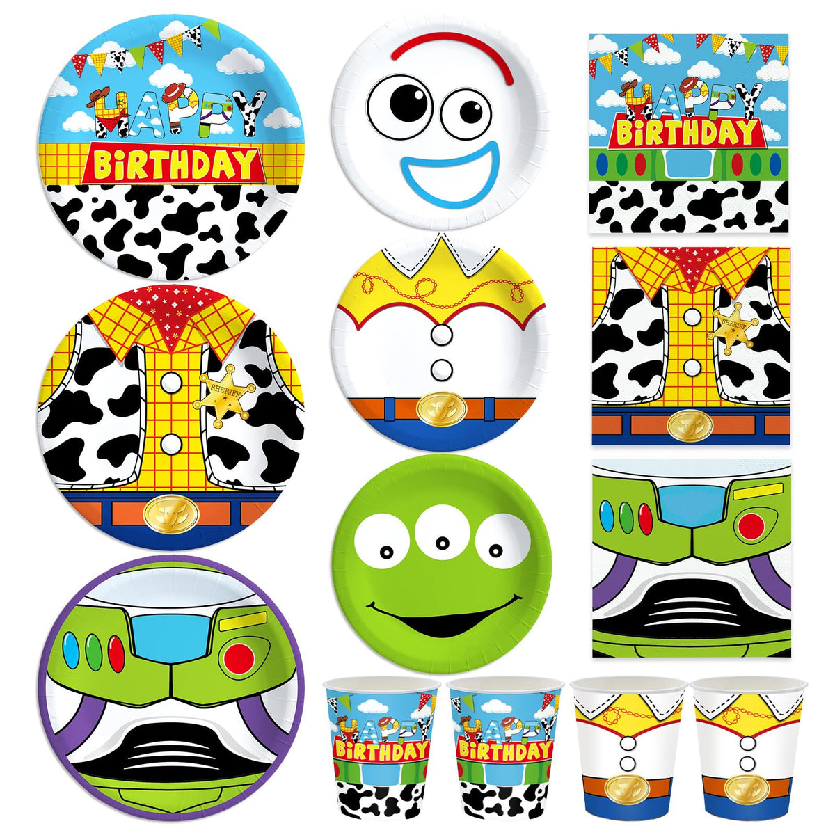 270pcs Cartoon Birthday Party Supplies Cow Themed Happy Birthday Tableware Set Yellow Party Plates and Napkins Kit Party Party Serves 30 Guests