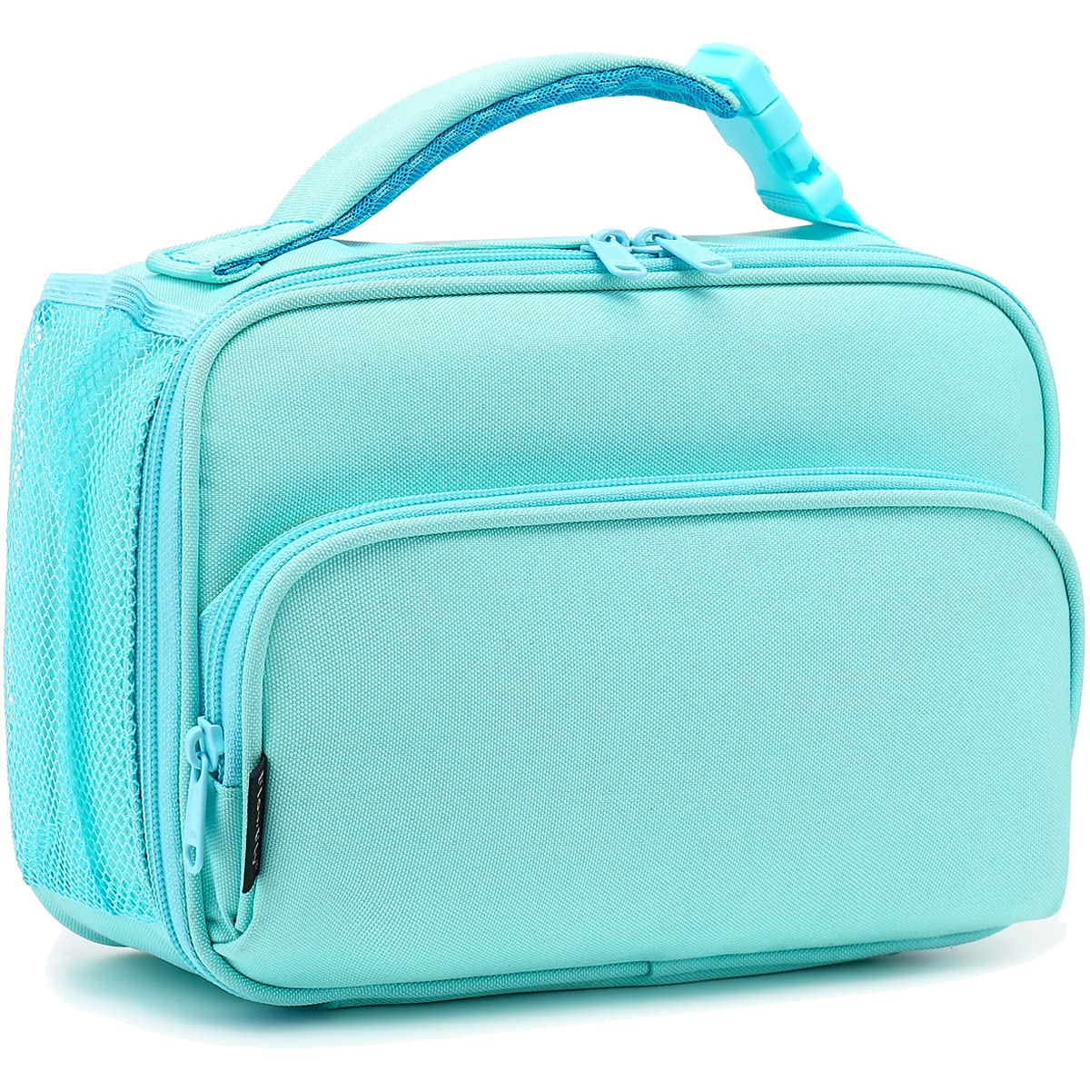 FlowFly Kids Lunch box Insulated Soft Bag Mini Cooler Back to School Thermal Meal Tote Kit for Girls, Boys,Cyan