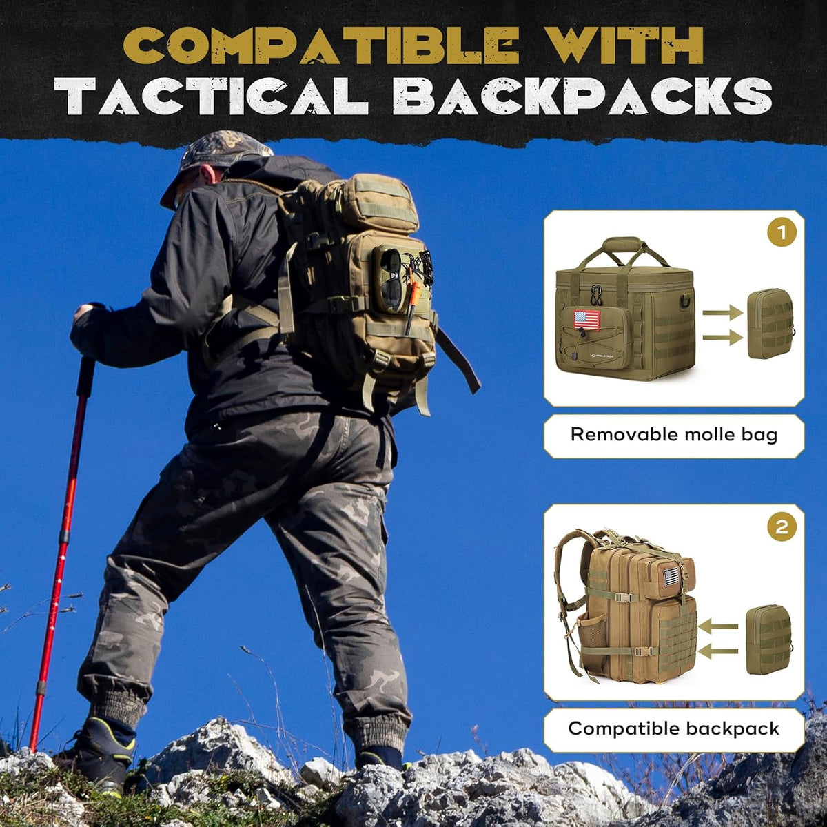 Maelstrom Tactical Lunch Box for Men, Cooler Bag with Detachable MOLLE Bag