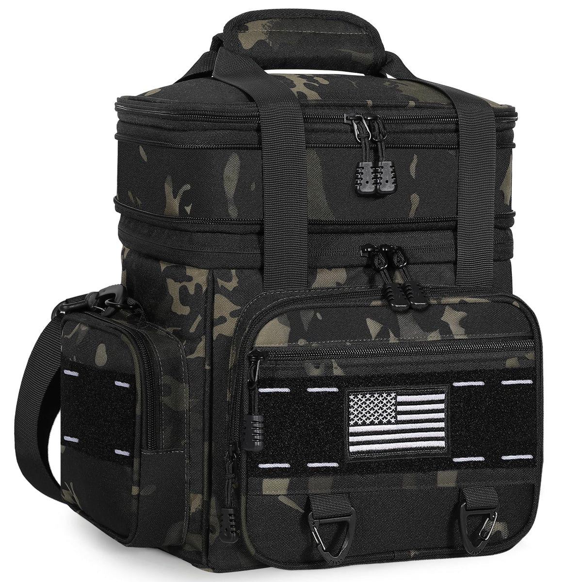 TENKIST Tactical Insulated Lunch Box Men Double Deck Heavy Duty Cooler Bag