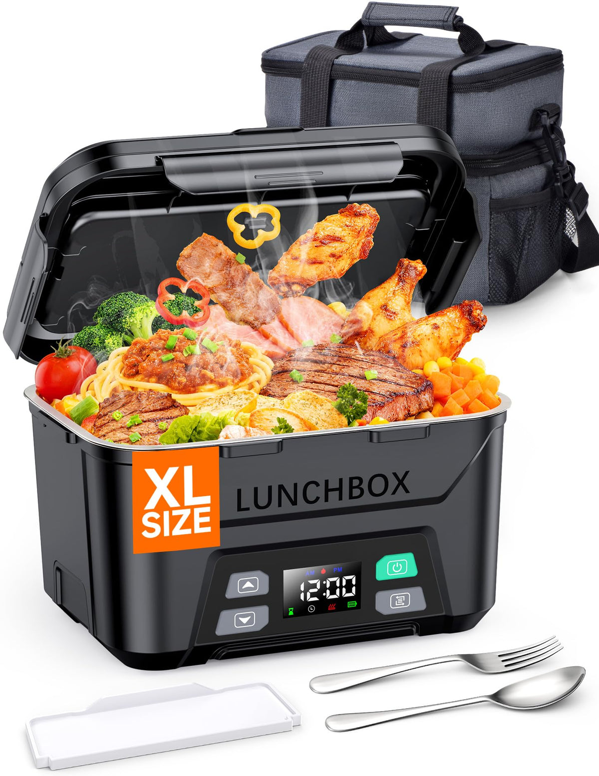 Docusvect Cordless Electric Lunch Box for Adults 1.3L with Schedule Heating