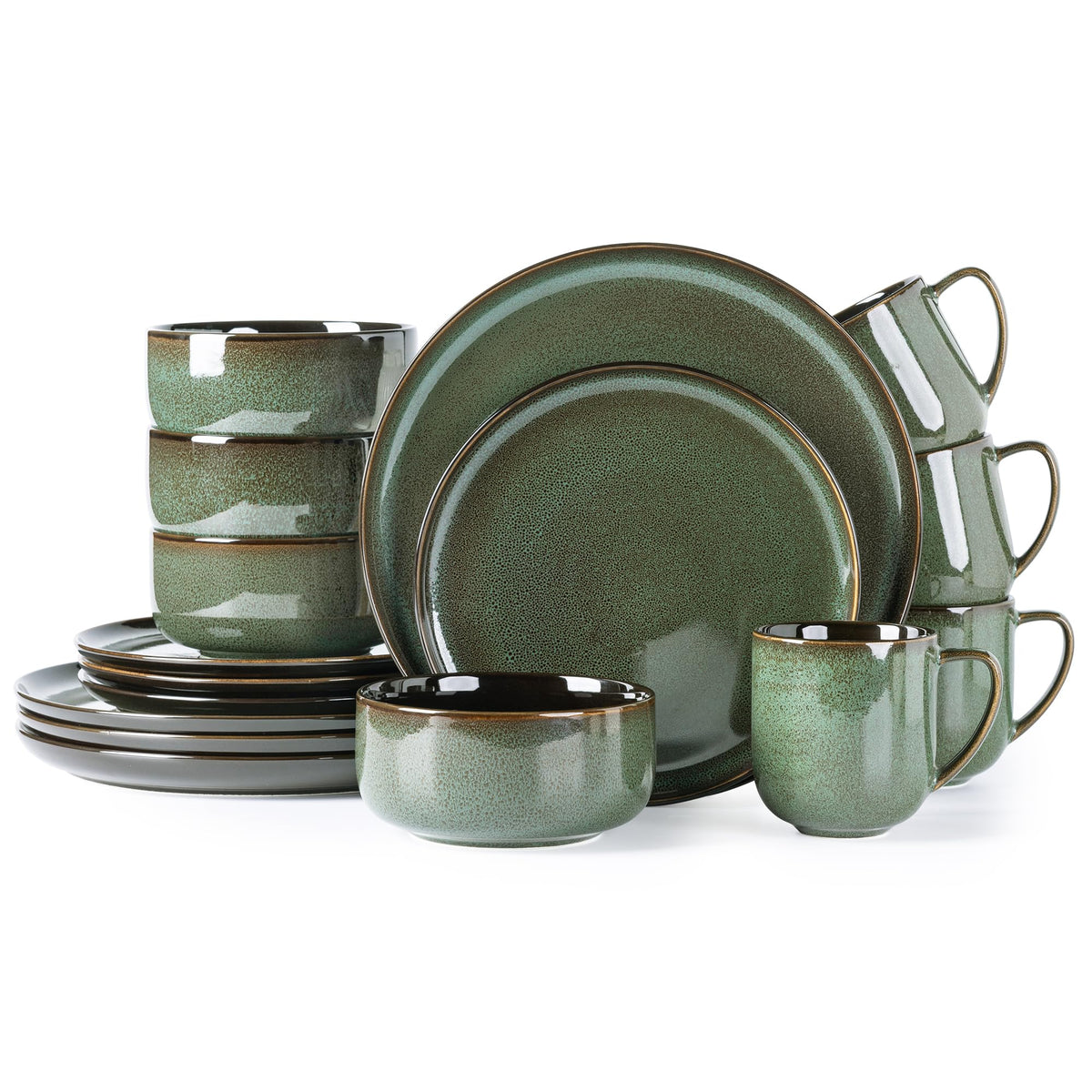 LeRatio Ceramic Dinnerware Sets for 4,12Pcs Porcelain Plates and Bowls Set