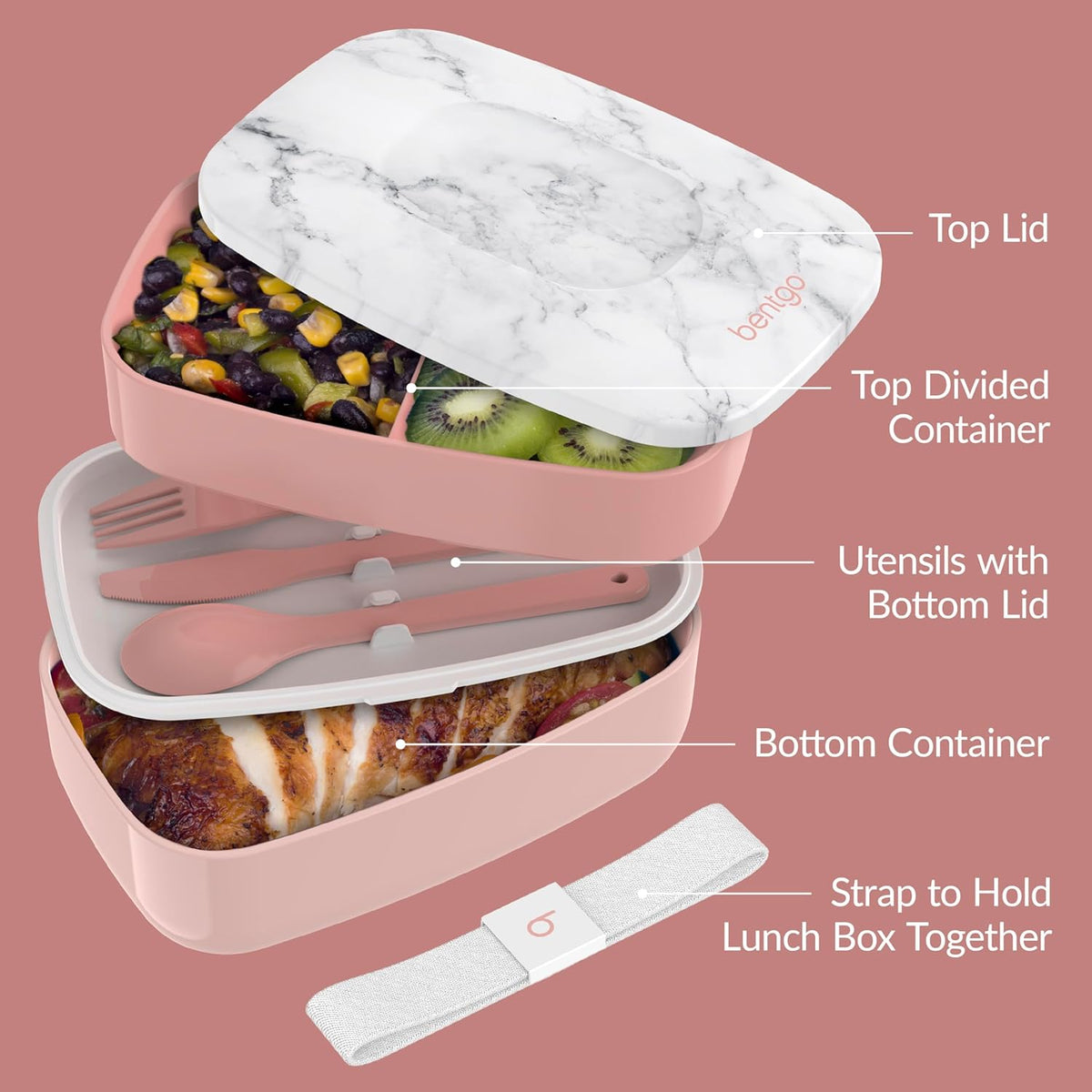 Bentgo Classic Stackable 3-Compartment Adult Bento-Style Lunch Box