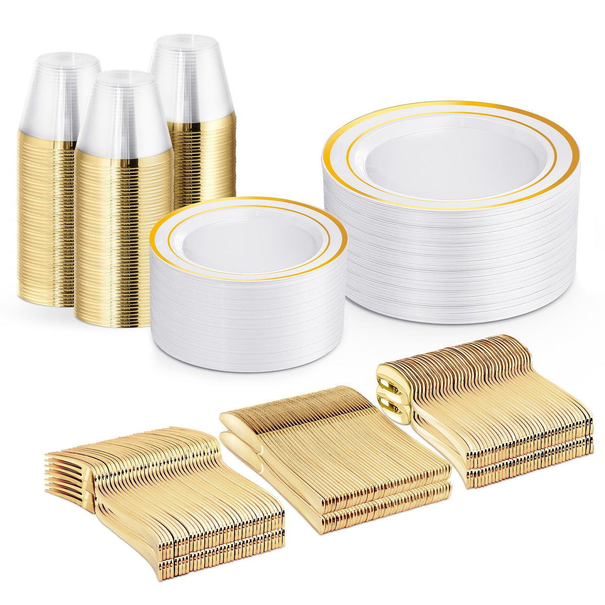 WELLIFE 600 PCS Silver Disposable Dinnerware Set for 100 Guests
