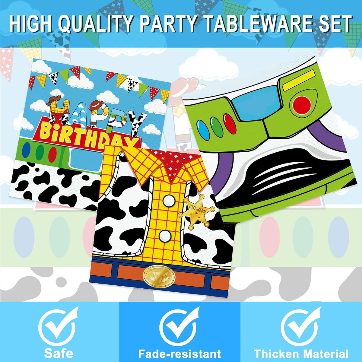 270pcs Cartoon Birthday Party Supplies Cow Themed Happy Birthday Tableware Set Yellow Party Plates and Napkins Kit Party Party Serves 30 Guests