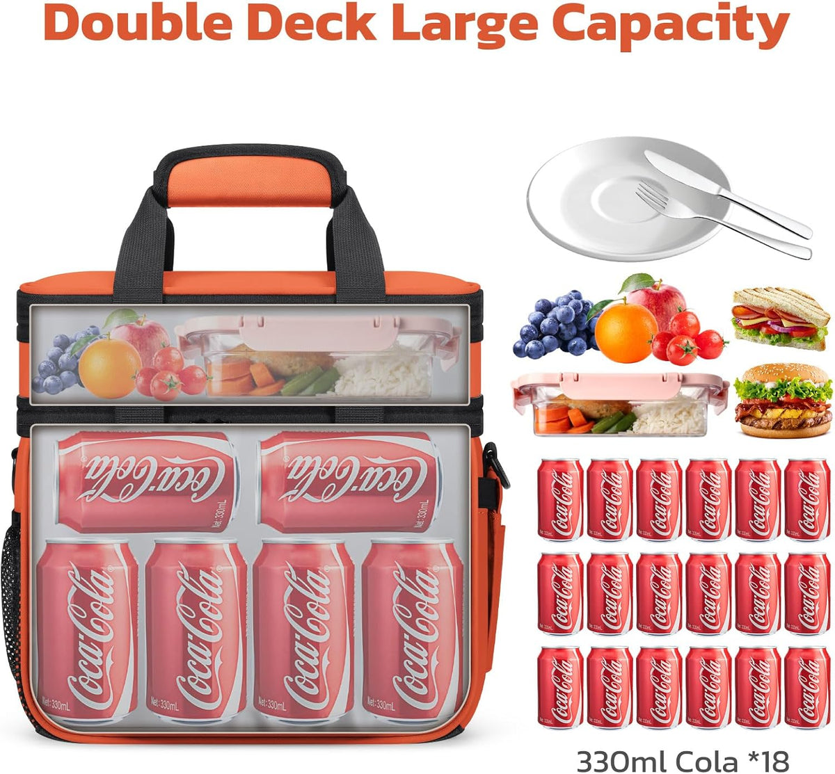 Maelstrom Insulated Lunch Box, 20L Double Deck Cooler Bag for Men Women