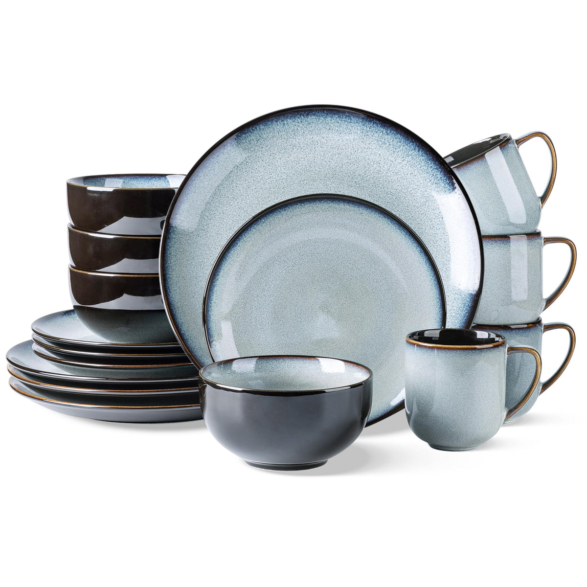 LeRatio Ceramic Dinnerware Sets for 8,24Pcs Porcelain Plates and Bowls Set