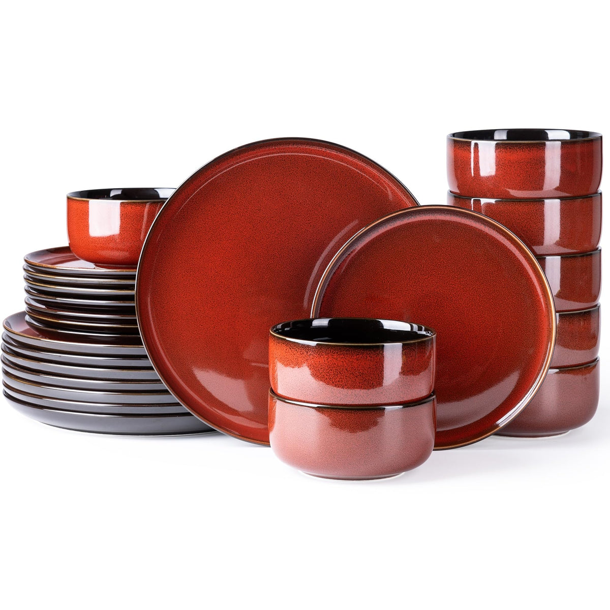 LeRatio Ceramic Dinnerware Sets for 4,12Pcs Porcelain Plates and Bowls Set