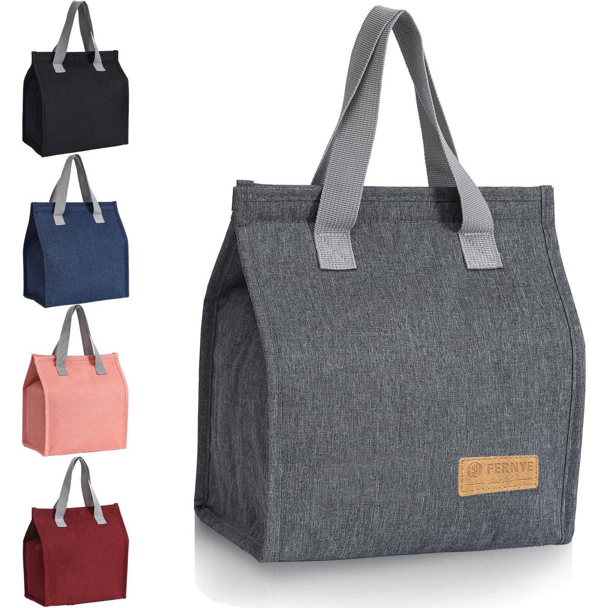 Lunch Bag for Women/Men,Waterproof Reusable Portable Lunch Tote,Lunch Box Bag.Thermal Cooler Bag Ideal for Work/Party/l/Travel/Picnic (Light Black)