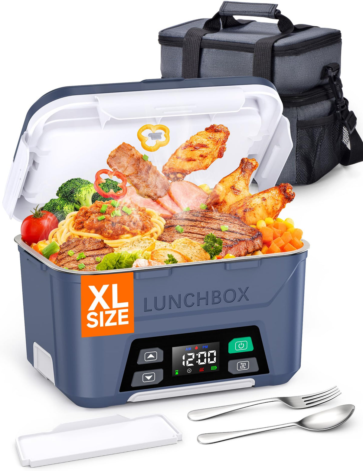 Docusvect Cordless Electric Lunch Box for Adults 1.3L with Schedule Heating