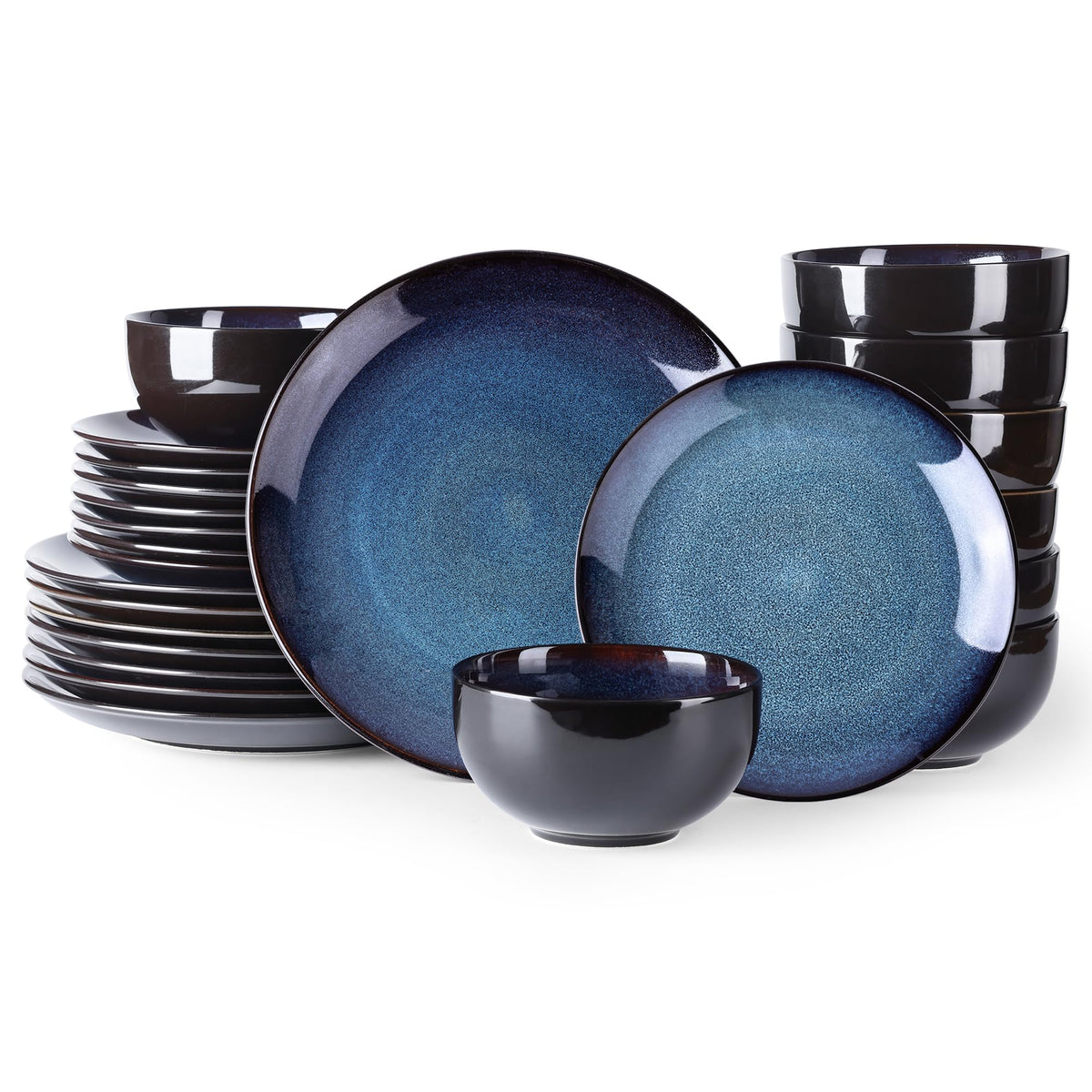 LeRatio Ceramic Dinnerware Sets for 8,24Pcs Porcelain Plates and Bowls Set