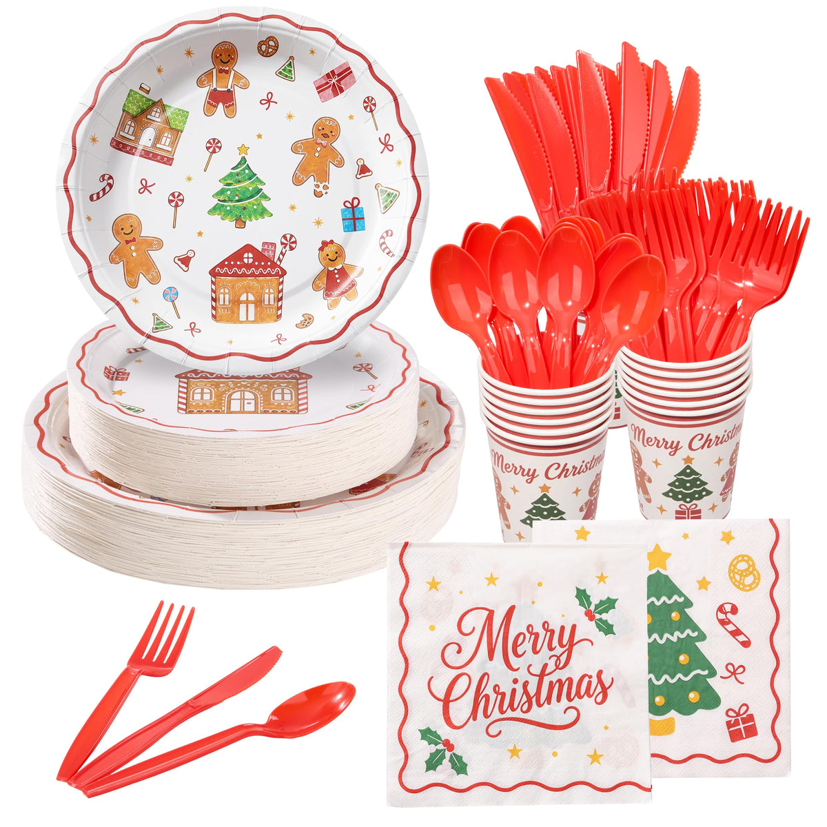 Goodluck Ivory Scalloped Disposable Tableware Set - 350PCS