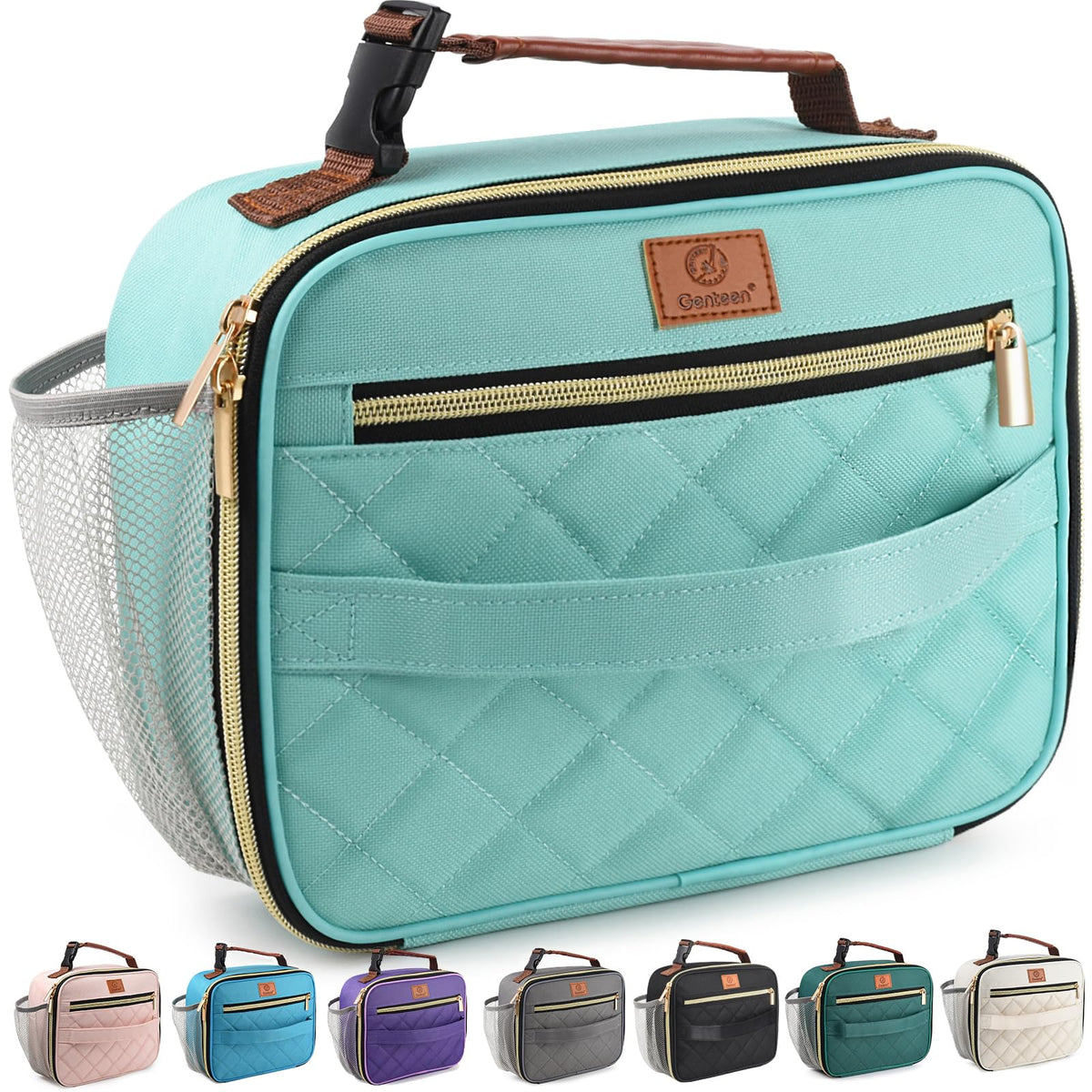 Genteen Lunch Box for Kids, Boys - Insulated Small LunchBox Reusable, Zip Closure & Buckle Handle, Portable Cooler for Work, School, Travel (White)