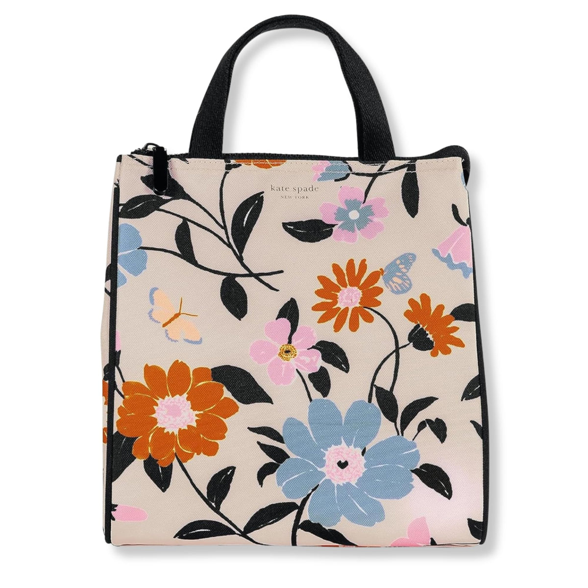 Kate Spade New York, Portable Soft Cooler Lunch Bag with Silver Insulated Interior Lining and Storage Pocket, Joy Dot