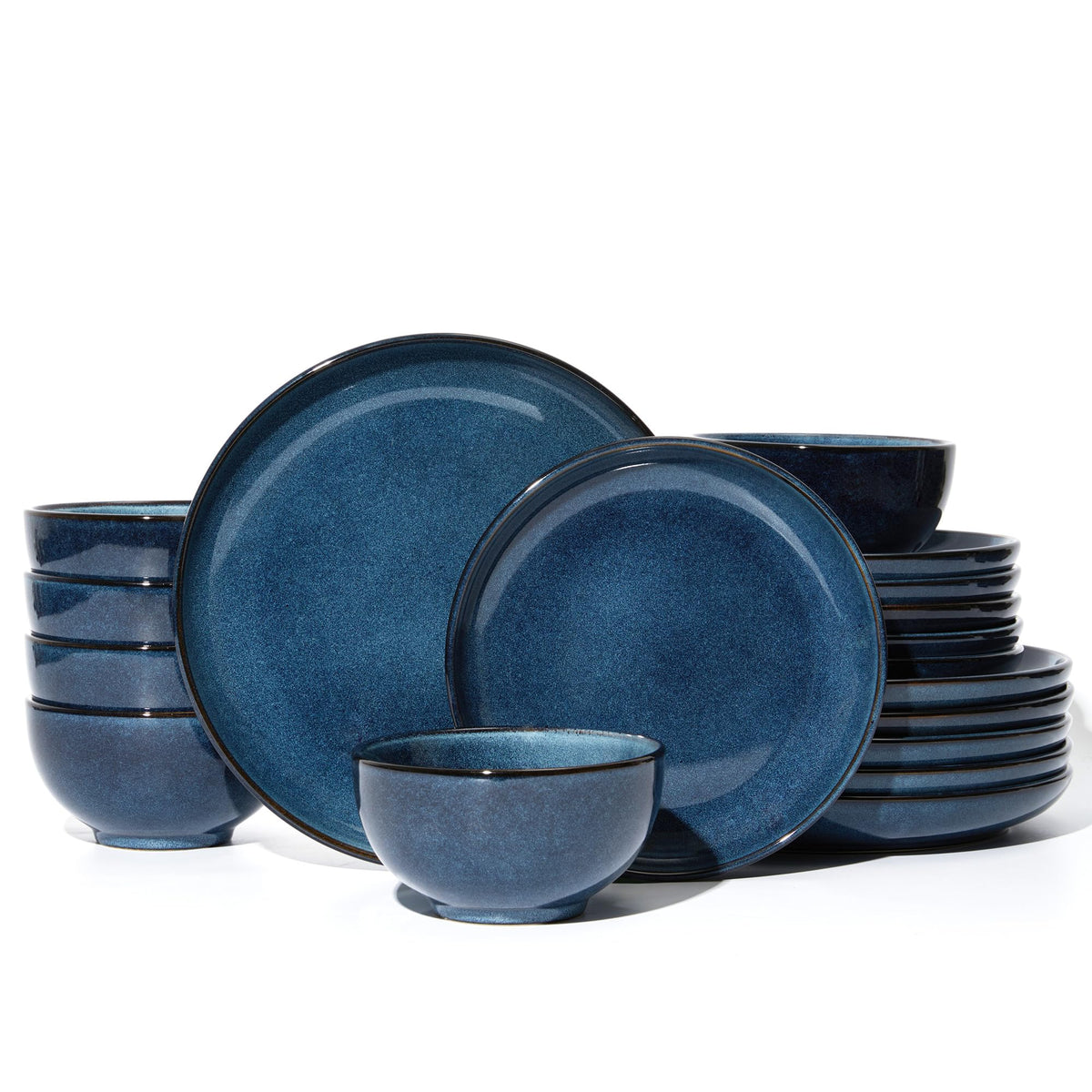 Pokini Stoneware Dinnerware Sets for 8, 24pcs Plates and Bowls Sets Dishes