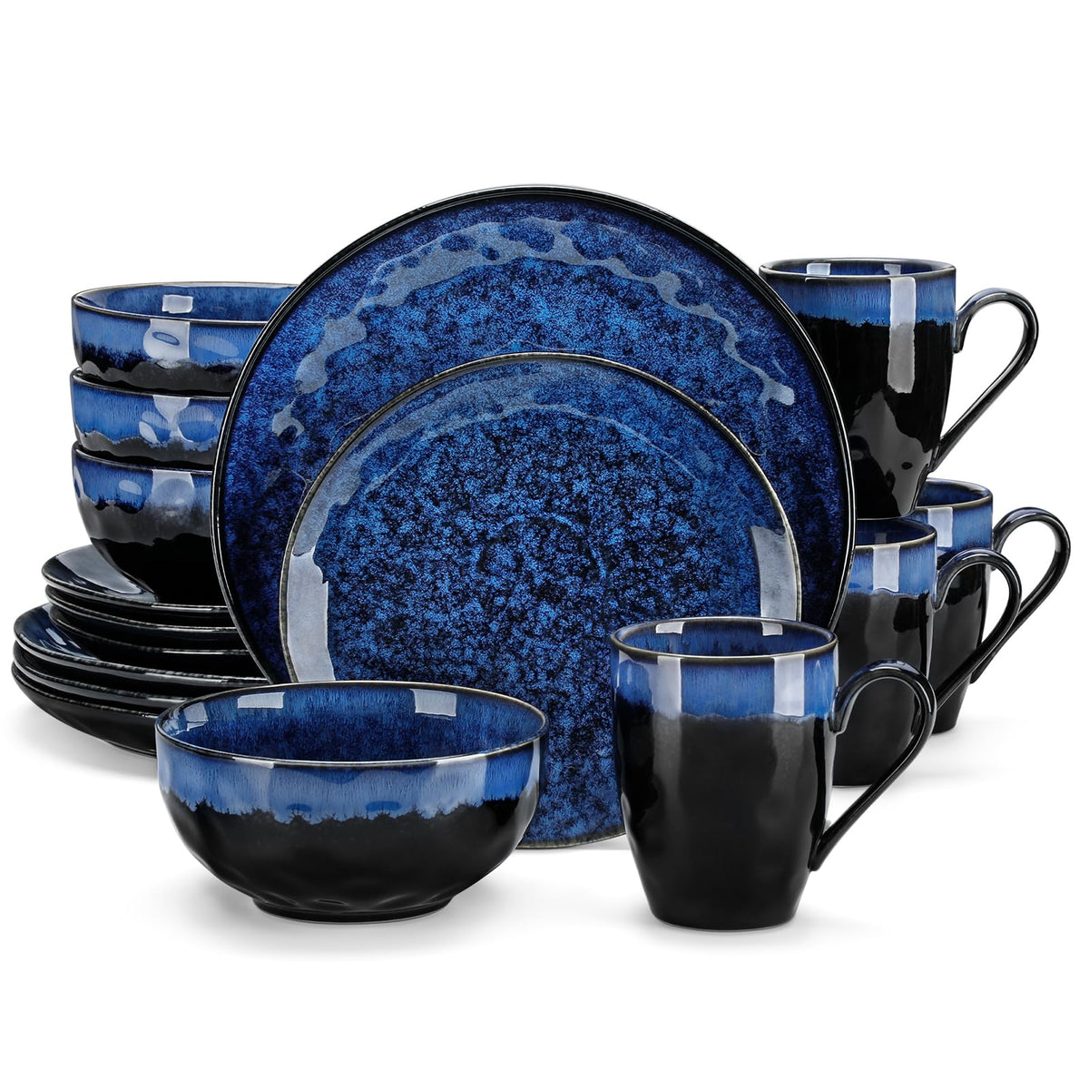 vancasso Starry 12 Pcs Dinnerware Set for 4, Handmade Reactive Glaze, Green