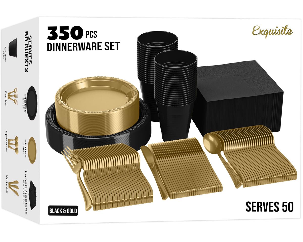 Exquisite 350 Pcs Black Plates and Napkins Party Supplies Plate Sets