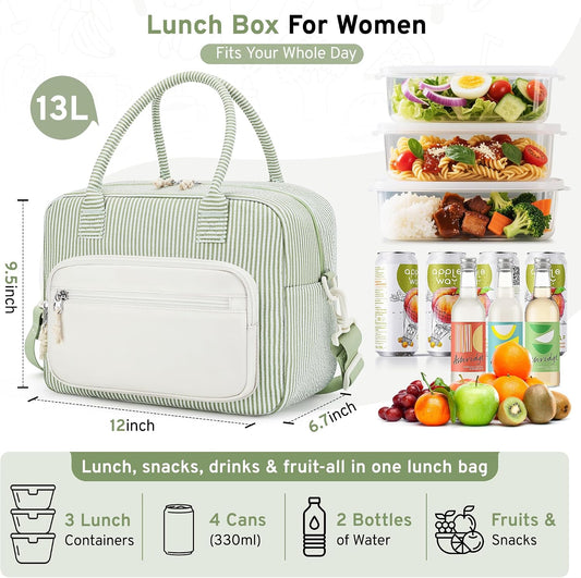ZOMFELT Cute Lunch Box for Women, 13L Insulated Lunch Bags for Women