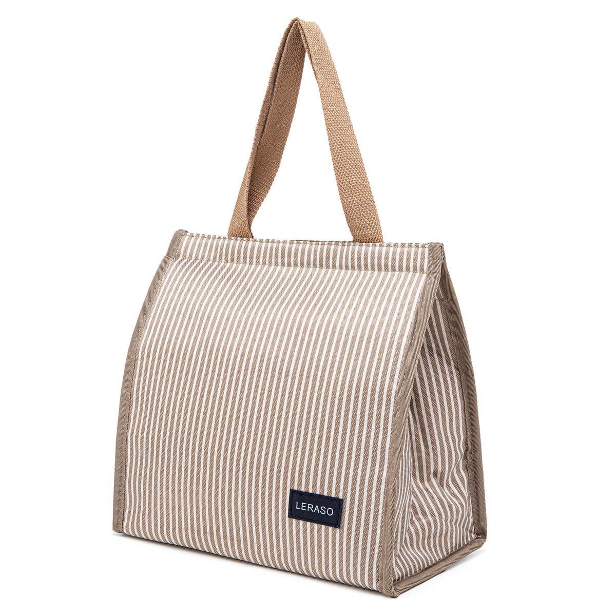 Insulated Lunch Bag for Work, 10.2"x5.9"x10.2" Oxford Waterproof Lunch Tote, Thermal Lunch Box for Office, Picnic & Outdoor, Pink and White Striped Canvas Tote Bag