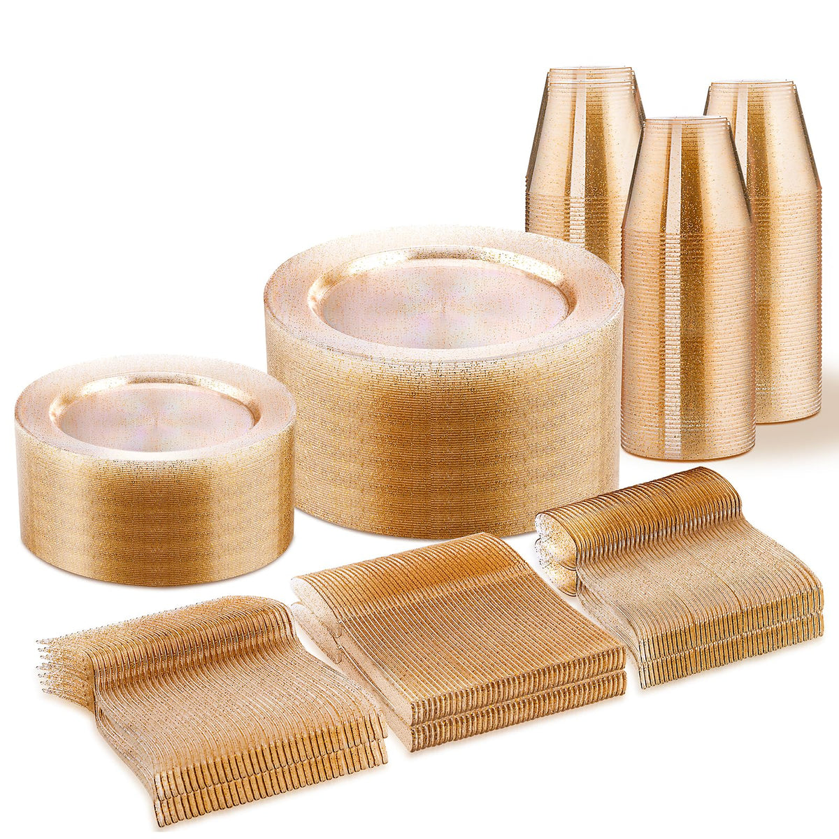 WELLIFE 600 PCS Silver Disposable Dinnerware Set for 100 Guests