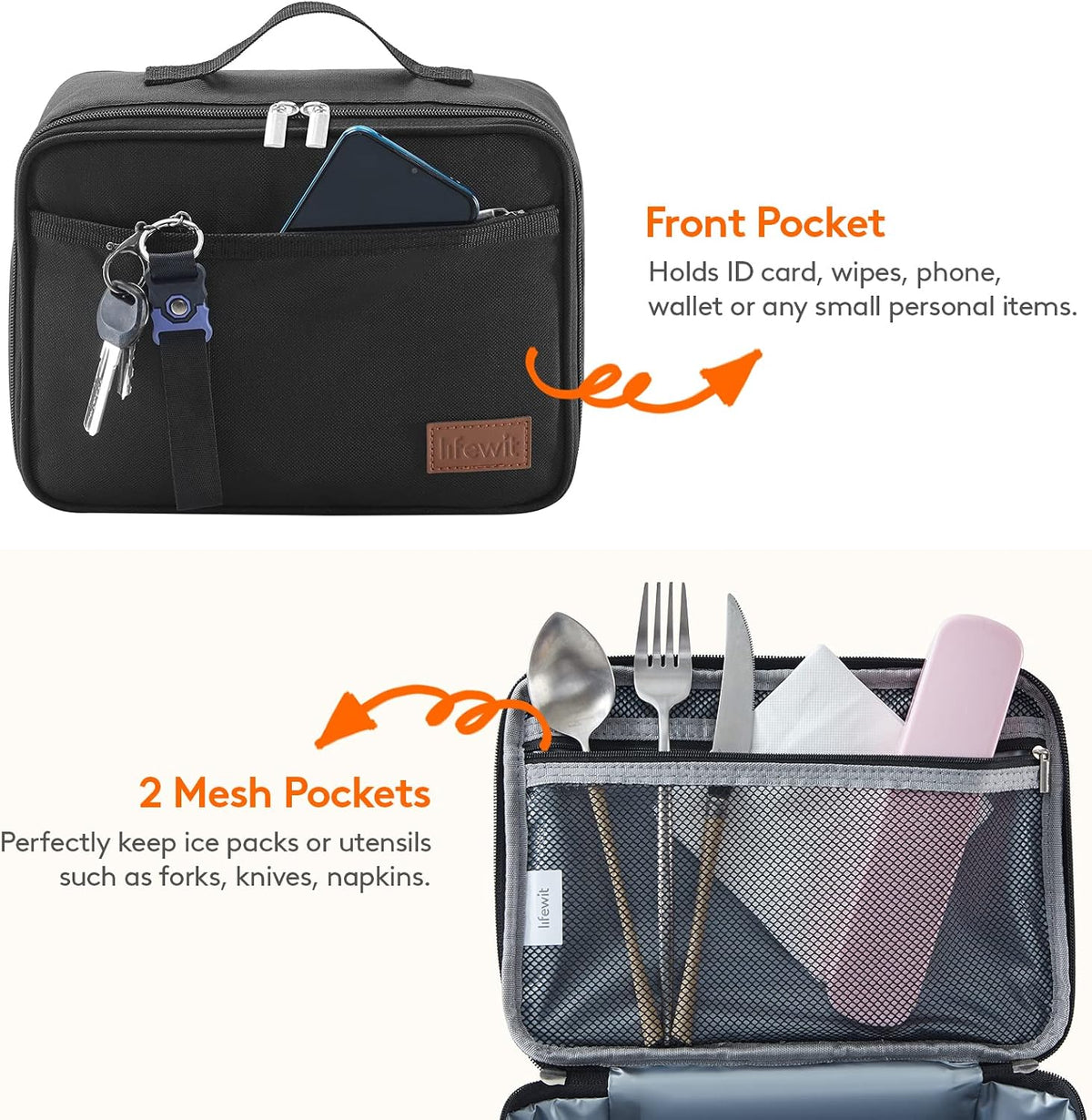 Lifewit Freezable Lunch Box, Insulated Reusable Lunch Bag with 2 Ice Packs