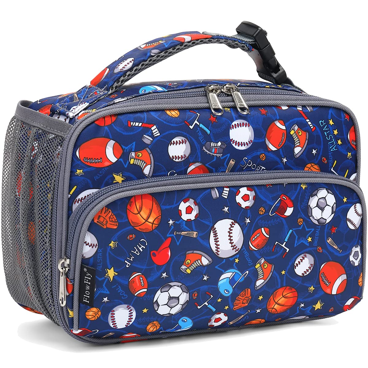 FlowFly Kids Lunch box Insulated Soft Bag Mini Cooler Back to School Thermal Meal Tote Kit for Girls, Boys,Cyan
