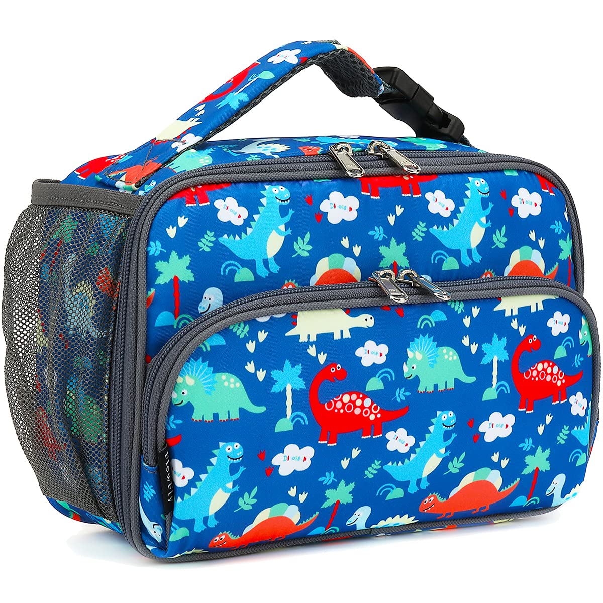 FlowFly Kids Lunch box Insulated Soft Bag Mini Cooler Back to School Thermal Meal Tote Kit for Girls, Boys,Cyan